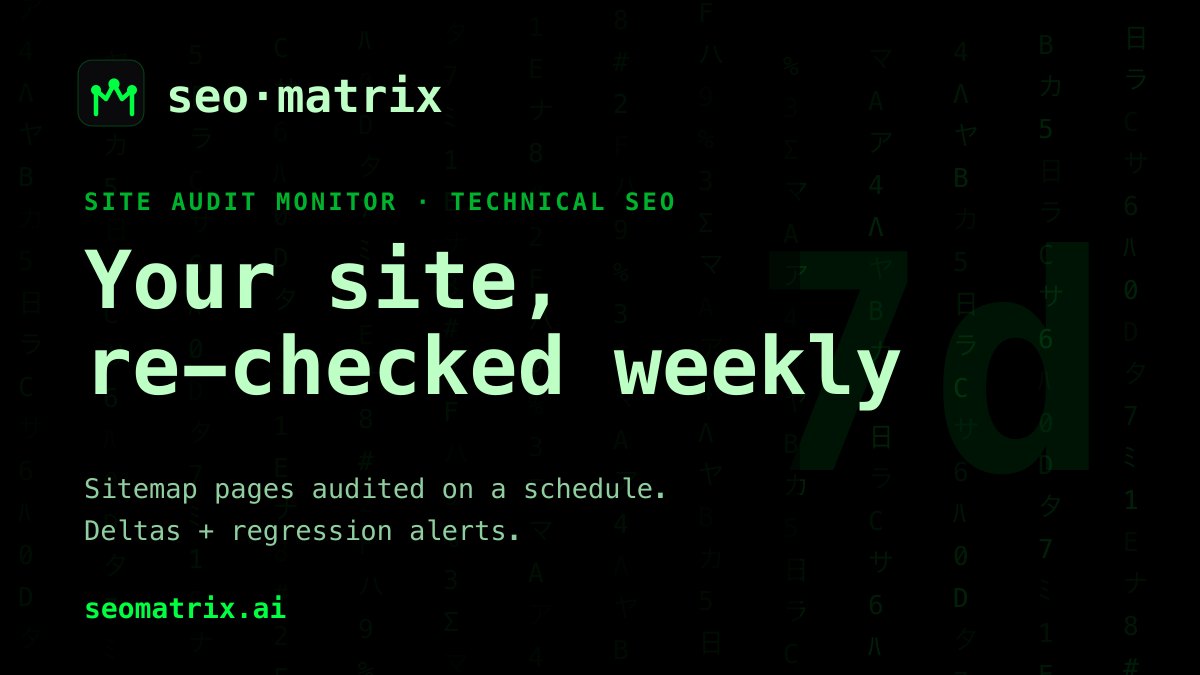 Site Audit Monitor: a weekly auto-audit that catches regressions before traffic drops